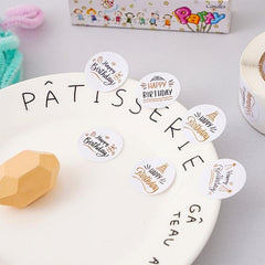 500pcs Happy Birthday Stickers Roll - Gift Wrapping DIY Materials