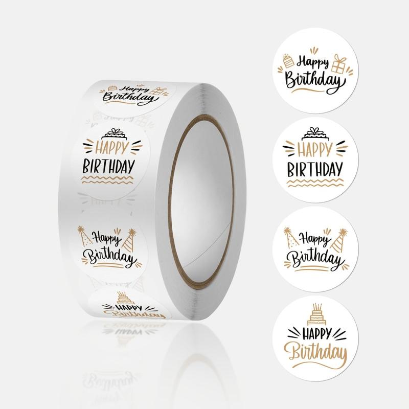 500pcs Happy Birthday Stickers Roll - Gift Wrapping DIY Materials