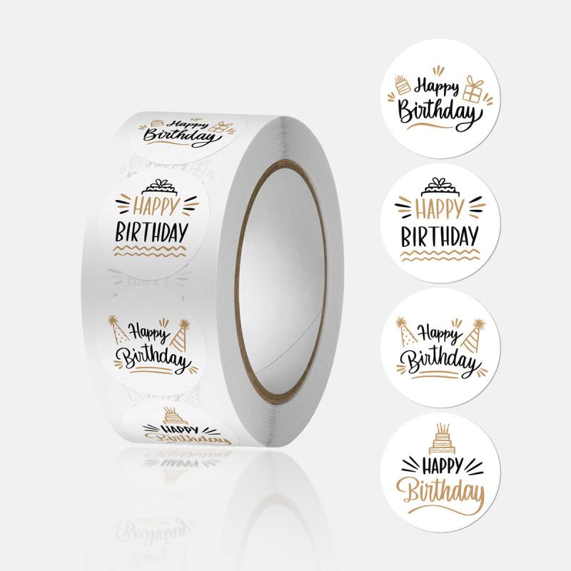 500pcs Happy Birthday Stickers Roll - Gift Wrapping DIY Materials