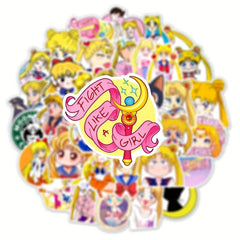 50pcs Cute Anime Girl Stickers for Laptops Motorcycles and More