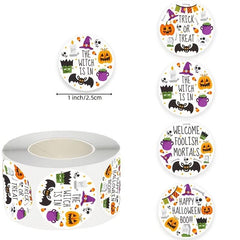 500 Happy Halloween Stickers Bats Spiders Witch Pattern Labels