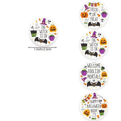 500 Happy Halloween Stickers Bats Spiders Witch Pattern Labels