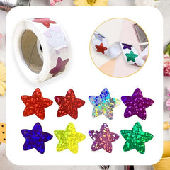 500 Glitter Star Pattern Sticker Roll Self-adhesive Labels