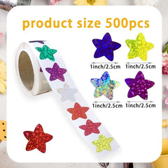 500 Glitter Star Pattern Sticker Roll Self-adhesive Labels