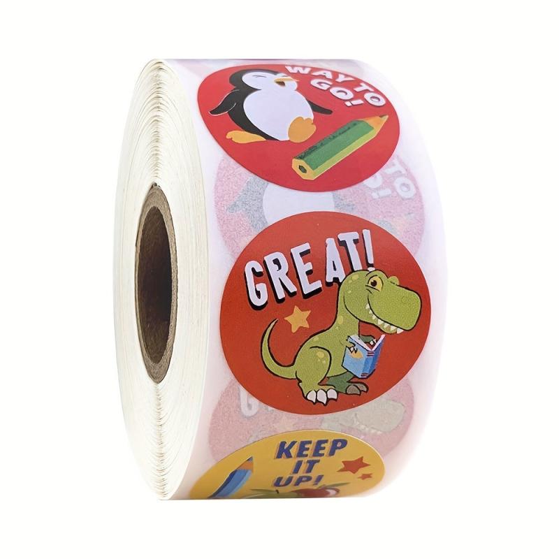 500pcs 2 Round Cartoon Animal Stickers For Kids Teacher Reward