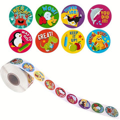 500pcs 2 Round Cartoon Animal Stickers For Kids Teacher Reward