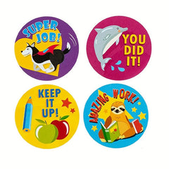 500pcs 2 Round Cartoon Animal Stickers For Kids Teacher Reward