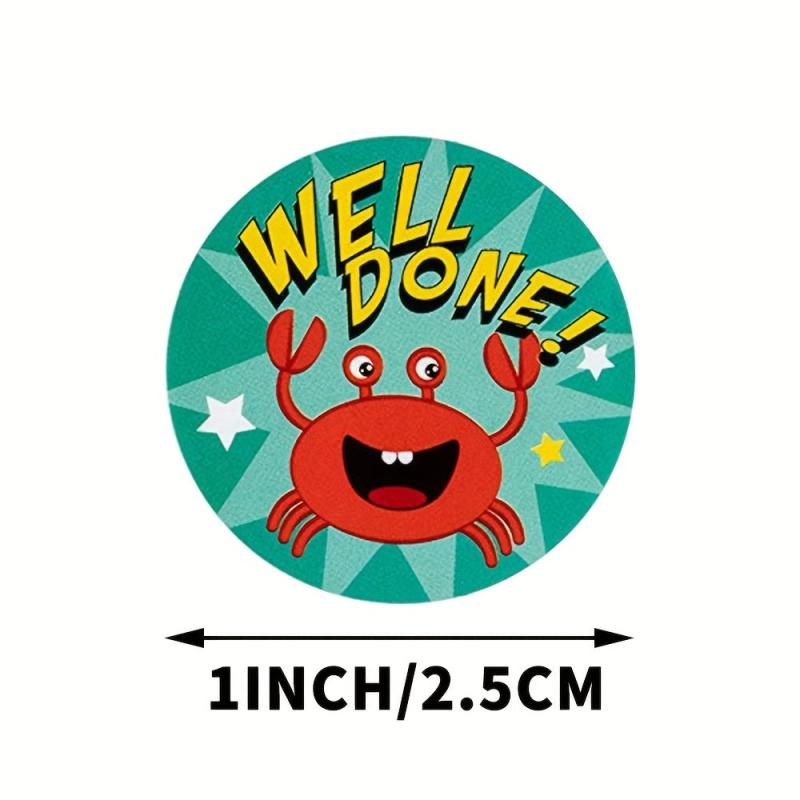 500pcs 2 Round Cartoon Animal Stickers For Kids Teacher Reward