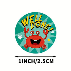 500pcs 2 Round Cartoon Animal Stickers For Kids Teacher Reward