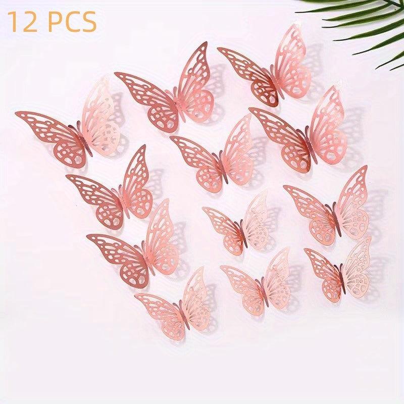 12pcs 3D Butterfly Wall Decor for Parties, Cakes & Room Makeovers