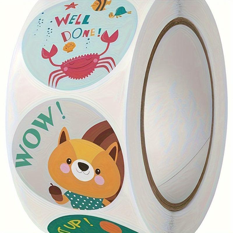 500pcs Animal Inspirational Sticker for Teachers, Office, Stationery Label Seal