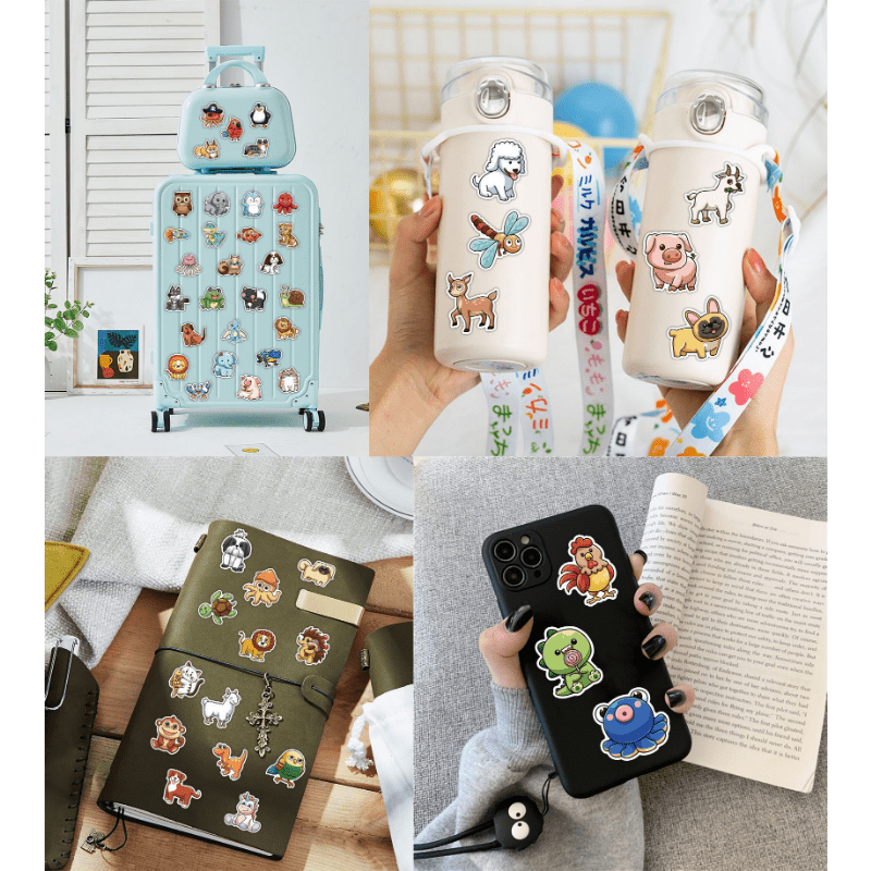 50pcs Cute Animal Cartoon Stickers for DIY Projects