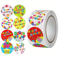 500 Cartoon Birthday Blessing Stickers Roll Self Adhesive Label Decoration