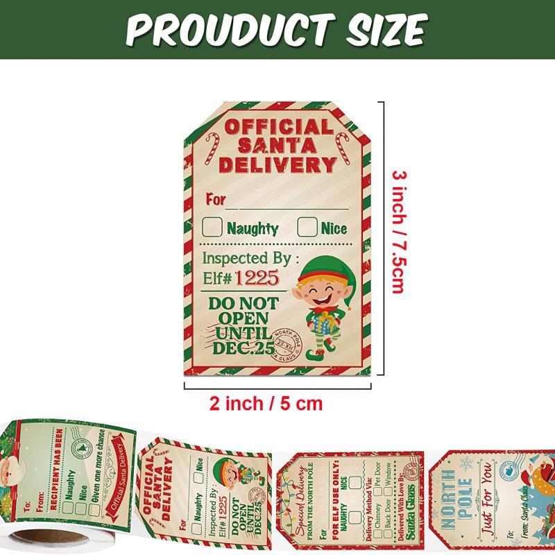 200 Christmas Holiday Stickers, Vintage Christmas Gift Wrapping Labels