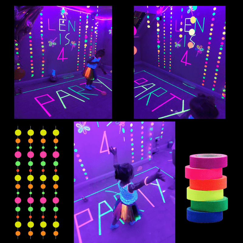 6pcs Glow in the Dark Neon Cloth Tape Set DIY Home Party Decorations
