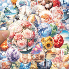 50pcs Cartoon Glass Balls Decor Sticker for Diary Mobile Water Cup