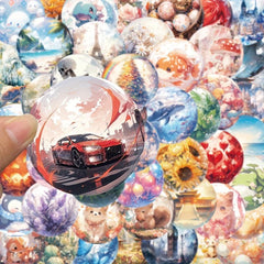 50pcs Cartoon Glass Balls Decor Sticker for Diary Mobile Water Cup