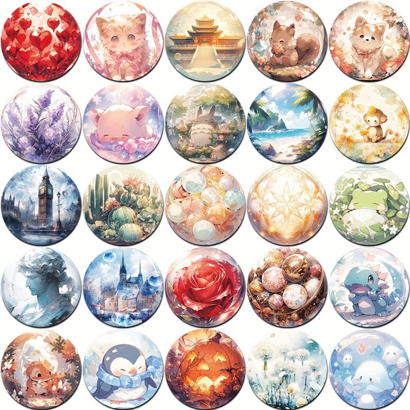 50pcs Cartoon Glass Balls Decor Sticker for Diary Mobile Water Cup