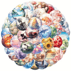 50pcs Cartoon Glass Balls Decor Sticker for Diary Mobile Water Cup