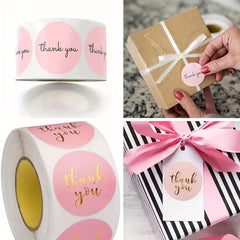 500 Pink Thank You Stickers Small Business Sticker Christmas Gift Decor