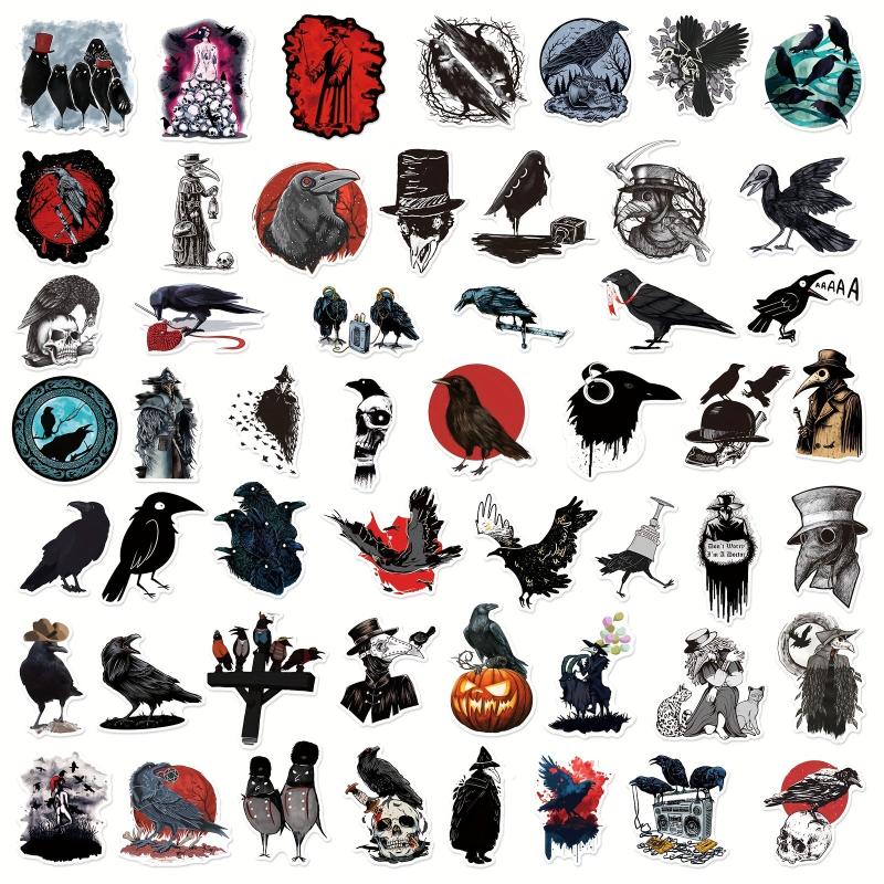 50pcs Gothic Style Horror Death Crow Graffiti Sticker