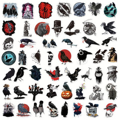 50pcs Gothic Style Horror Death Crow Graffiti Sticker