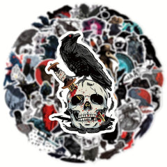 50pcs Gothic Style Horror Death Crow Graffiti Sticker