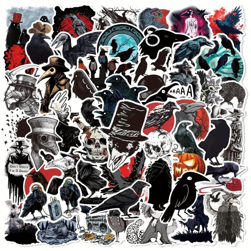 50pcs Gothic Style Horror Death Crow Graffiti Sticker