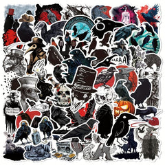 50pcs Gothic Style Horror Death Crow Graffiti Sticker