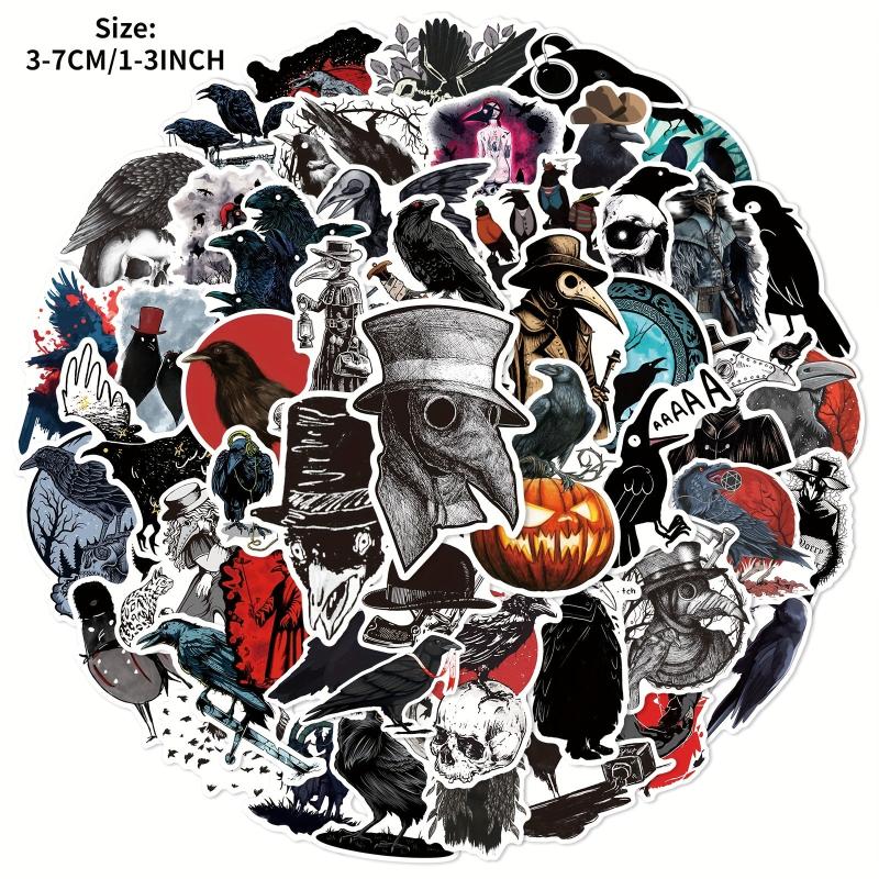 50pcs Gothic Style Horror Death Crow Graffiti Sticker