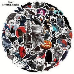 50pcs Gothic Style Horror Death Crow Graffiti Sticker