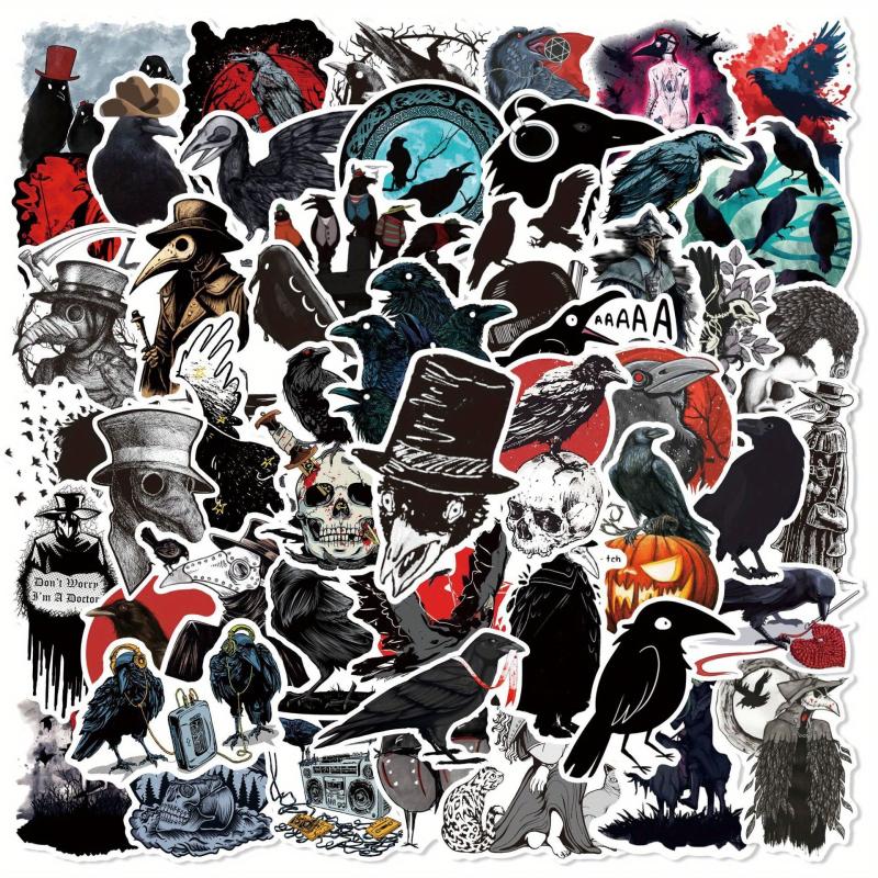50pcs Gothic Style Horror Death Crow Graffiti Sticker