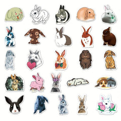 50pcs Cute Rabbit Waterproof Stickers, Water Bottle Laptop Scrapbook Decor