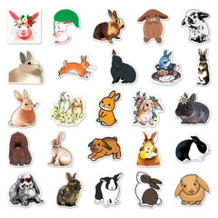 50pcs Cute Rabbit Waterproof Stickers, Water Bottle Laptop Scrapbook Decor