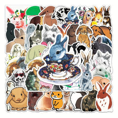 50pcs Cute Rabbit Waterproof Stickers, Water Bottle Laptop Scrapbook Decor
