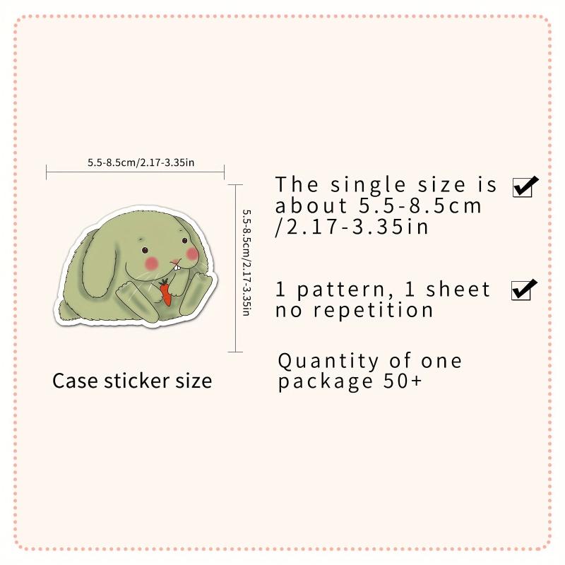 50pcs Cute Rabbit Waterproof Stickers, Water Bottle Laptop Scrapbook Decor