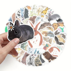 50pcs Cute Rabbit Waterproof Stickers, Water Bottle Laptop Scrapbook Decor