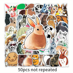 50pcs Cute Rabbit Waterproof Stickers, Water Bottle Laptop Scrapbook Decor