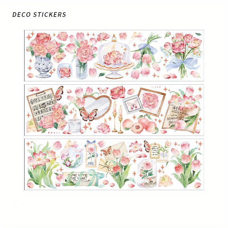 6 Sheets Garden Series Waterproof Floral Sticker