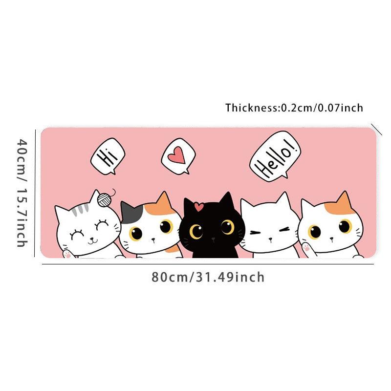 Cartoon Gaming Mouse Pad for Desktop Speed Keyboard Laptop - Cat Pattern