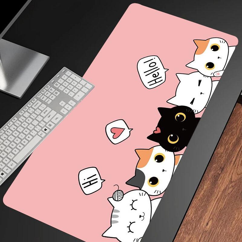 Cartoon Gaming Mouse Pad for Desktop Speed Keyboard Laptop - Cat Pattern