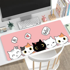 Cartoon Gaming Mouse Pad for Desktop Speed Keyboard Laptop - Cat Pattern