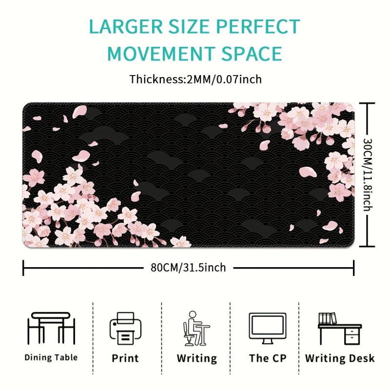 Cherry Blossoms Extended Mouse Pad Thick Non-slip Mat for E-sports