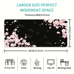 Cherry Blossoms Extended Mouse Pad Thick Non-slip Mat for E-sports