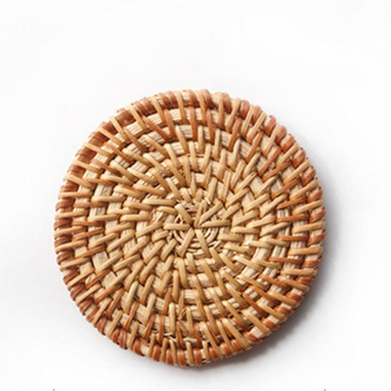 Rattan Braided Coaster Heat Insulation Mat Round Kitchen Decoration