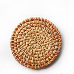 Rattan Braided Coaster Heat Insulation Mat Round Kitchen Decoration