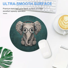 Small Elephant With Headphones Game Mouse Pad for Women Girls