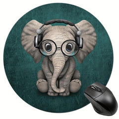 Small Elephant With Headphones Game Mouse Pad for Women Girls