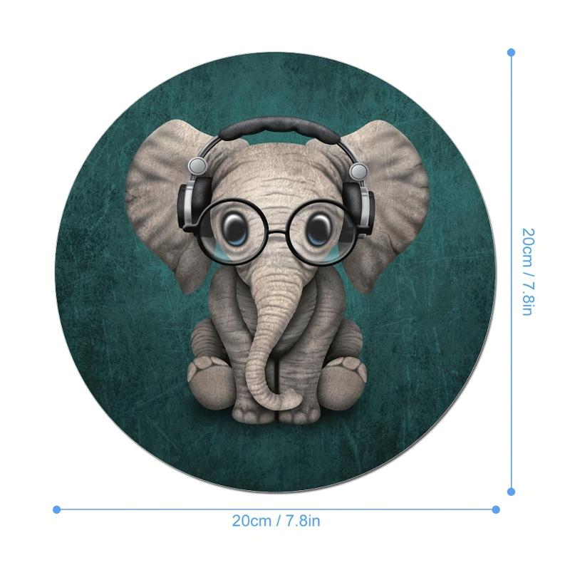 Small Elephant With Headphones Game Mouse Pad for Women Girls