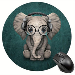 Small Elephant With Headphones Game Mouse Pad for Women Girls